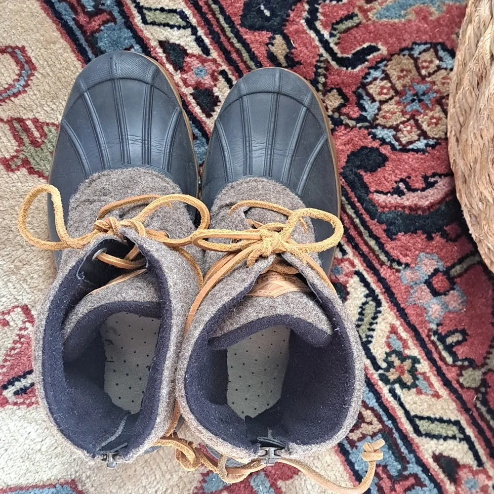 Sperry Womens Saltwater Wedge Tide Wool Duck Boots Heathered‎ Brown Size 8